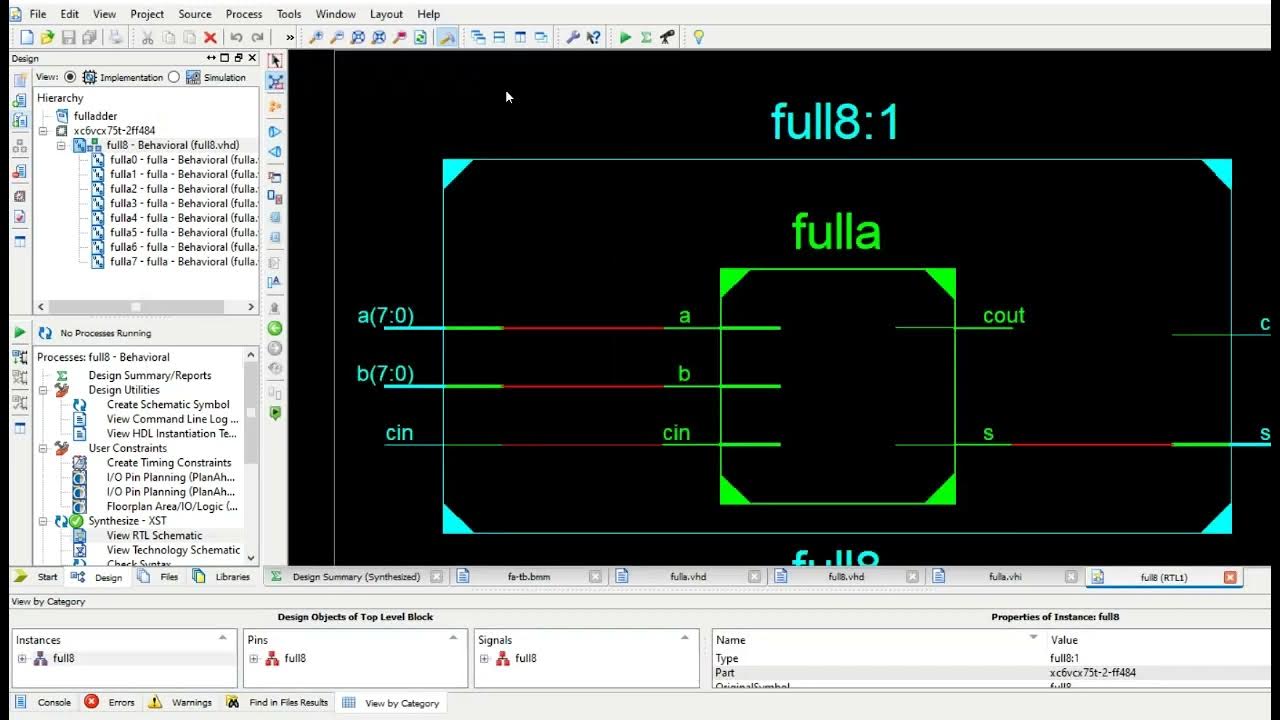 32 Bit Full Adder with VHDL Code in Xilinx ISE Simulator - YouTube