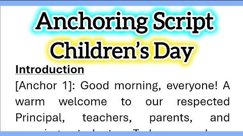 Anchoring Script for Children’s Day Celebration 14 November in English 800 Words Smile Please World
