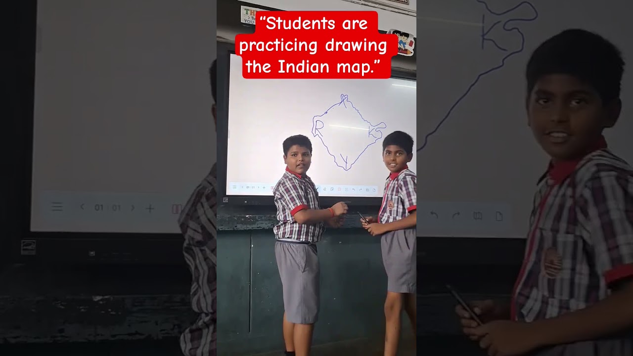 “Students are practicing drawing the Indian map.”
