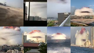 Beirut, Lebanon explosion August 4th 2020 - 8 cameras synced (no audio)