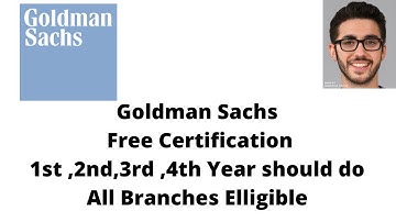 Goldman Sachs Free Certification program Grab Now!!