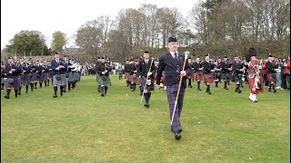 Farewell to the Creeks by Massed Pipe Bands of the Scottish Highlands at Alness Scotland April 2023