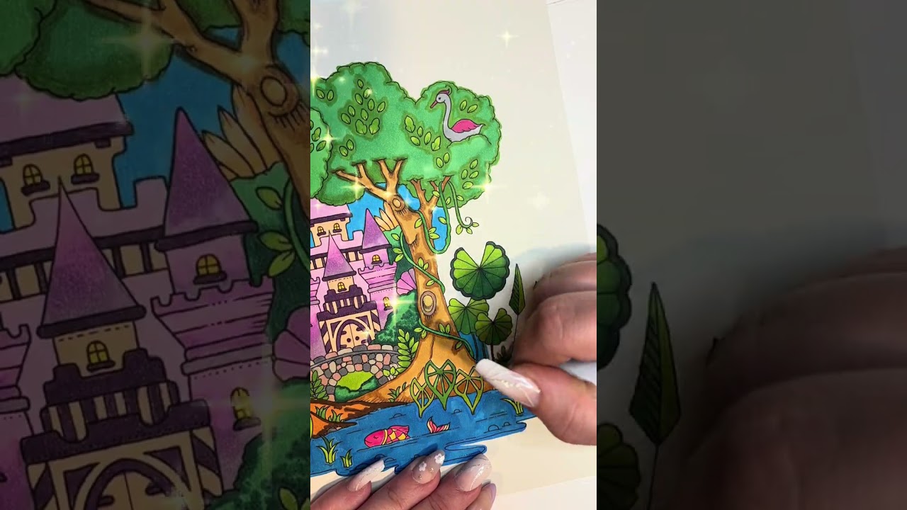 Time lapse coloring -Magical Worlds Coloring Book 