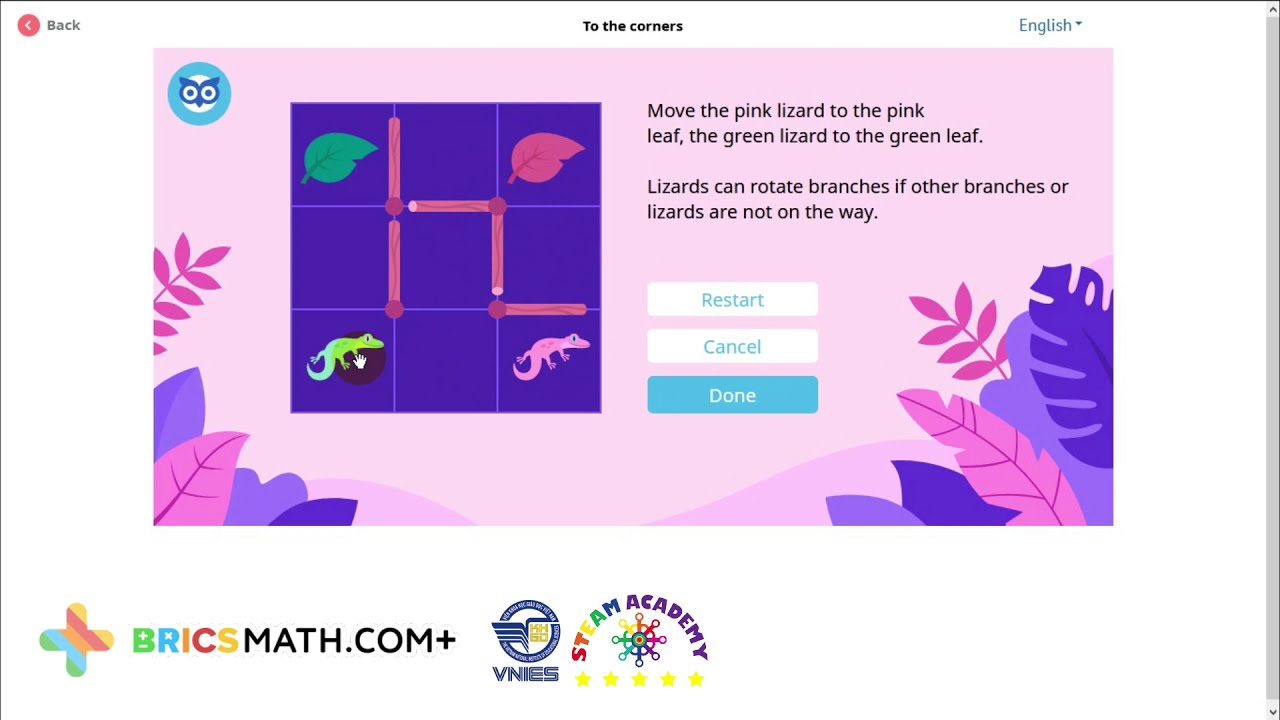 Học viện STEAM: Gợi ý BRICSMath 2020: Khối 2 - To the corners