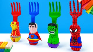 How to make fork mod Superhero Spider man, Hulk, Superman, Captain America, Ironman with clay