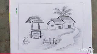 Beautiful River Scenery Drawing Tutorial /গ্রামের দৃশ্য অংকন