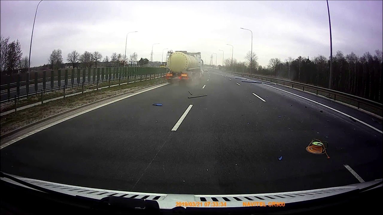 Truck Plows into Pulled Over Vehicle || ViralHog