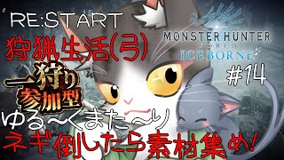 【MHWIB】RE:START 狩猟生活(弓) ゆったり！ネギ倒して素材集めもしたい！！！参加型【モンスターハンターワールドアイスボーン steam PART14】