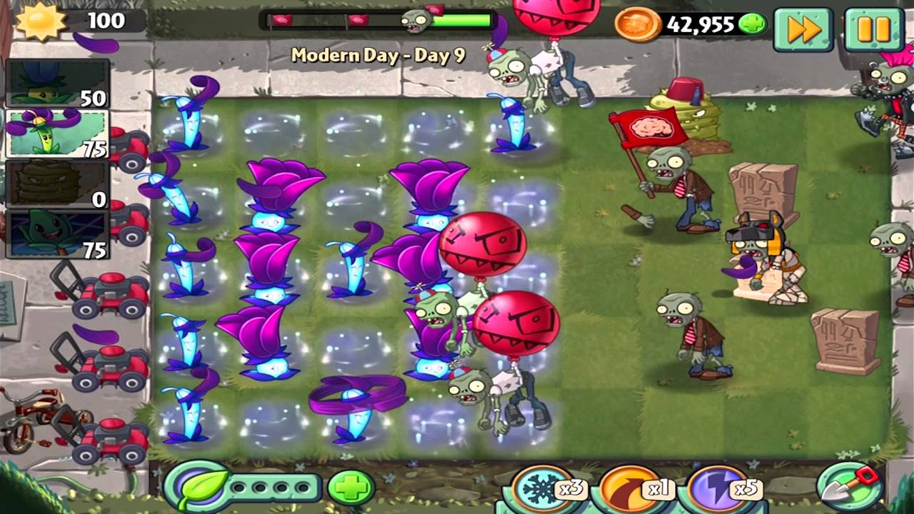 Plants Vs Zombies 2: Modern Day - Day 9 Walkthrough - Youtube