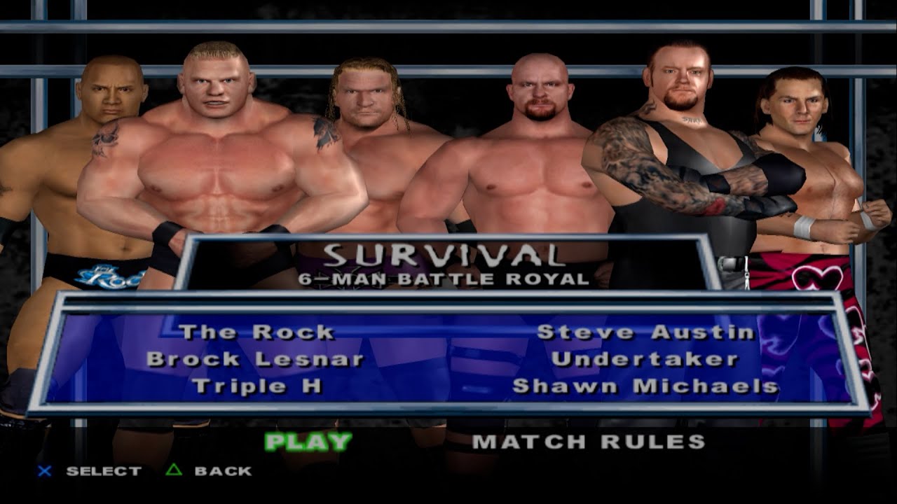 WWE SmackDown! HCTP - TheRock,Brock Lesnar,TripleH,Steve Austin,Undertaker,Shawn Michaels (SURVIVAL)