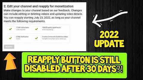 Fixing Monetization Reapply button that is still disabled even after 30 days| 2022 updated