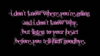 Dht- Listen to your Heart Piano Version Lyrics