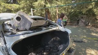 Thieves dump stripped, stolen vehicle in Oakland park