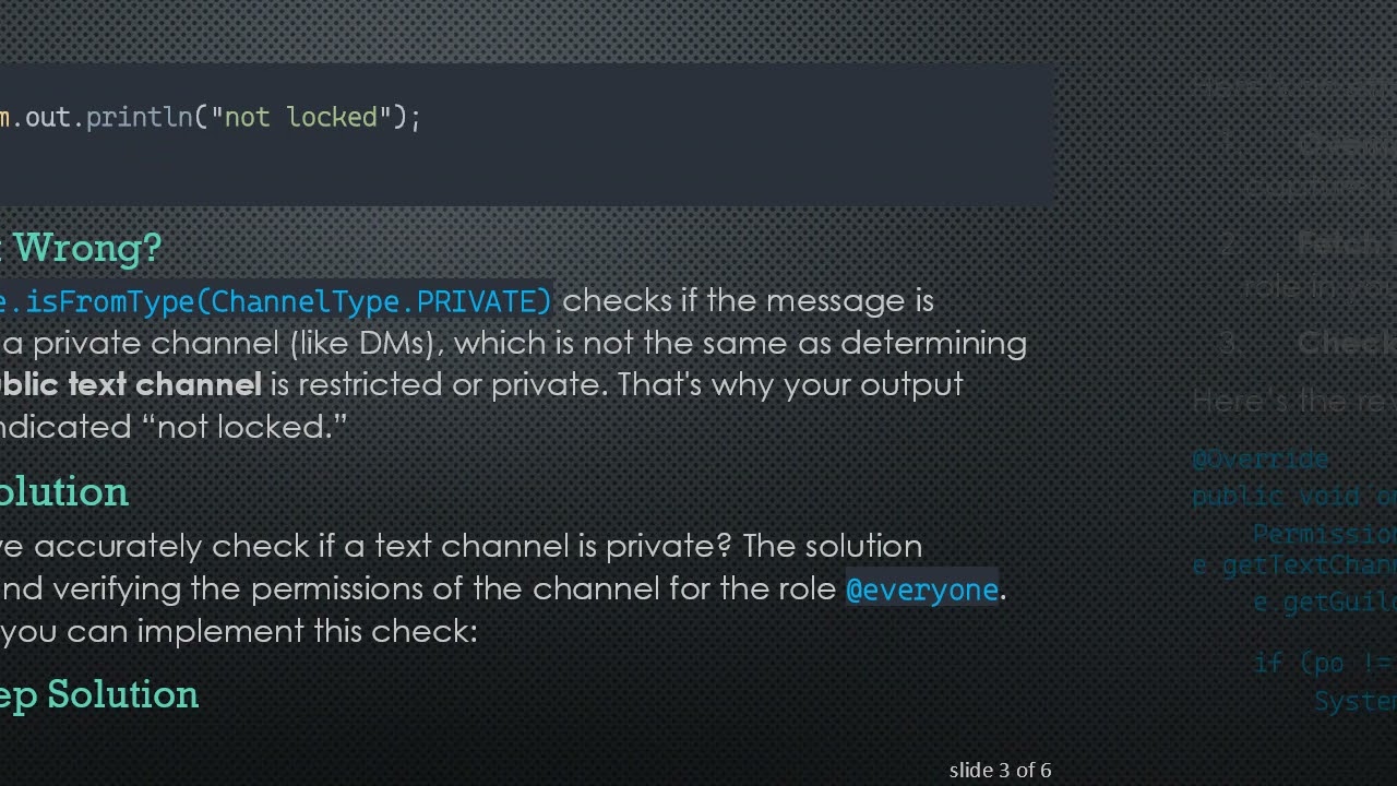 How to Check if a Text Channel is Private in Java using JDA DV8TION