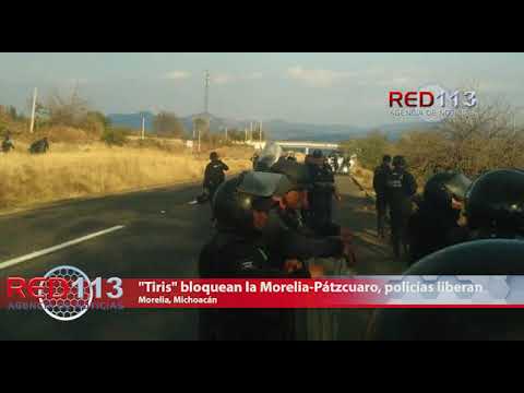VIDEO "Tiris" bloquean la Morelia-Pátzcuaro, policías liberan la vialidad