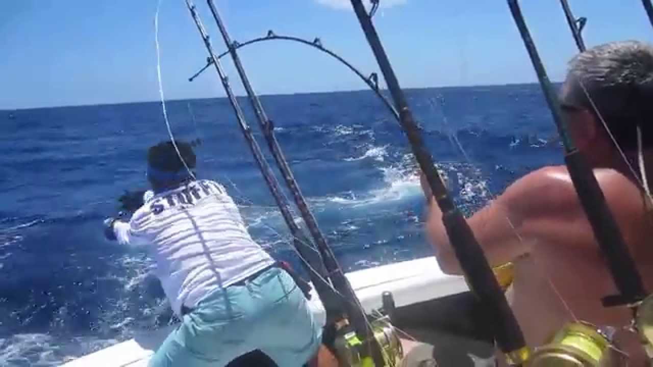 Reeling In A Blue Marlin While Deep Sea Fishing In Costa Rica YouTube