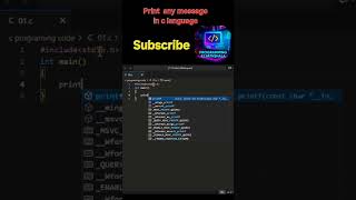 c language me koi message kaise print kare #vscode #coding #viral