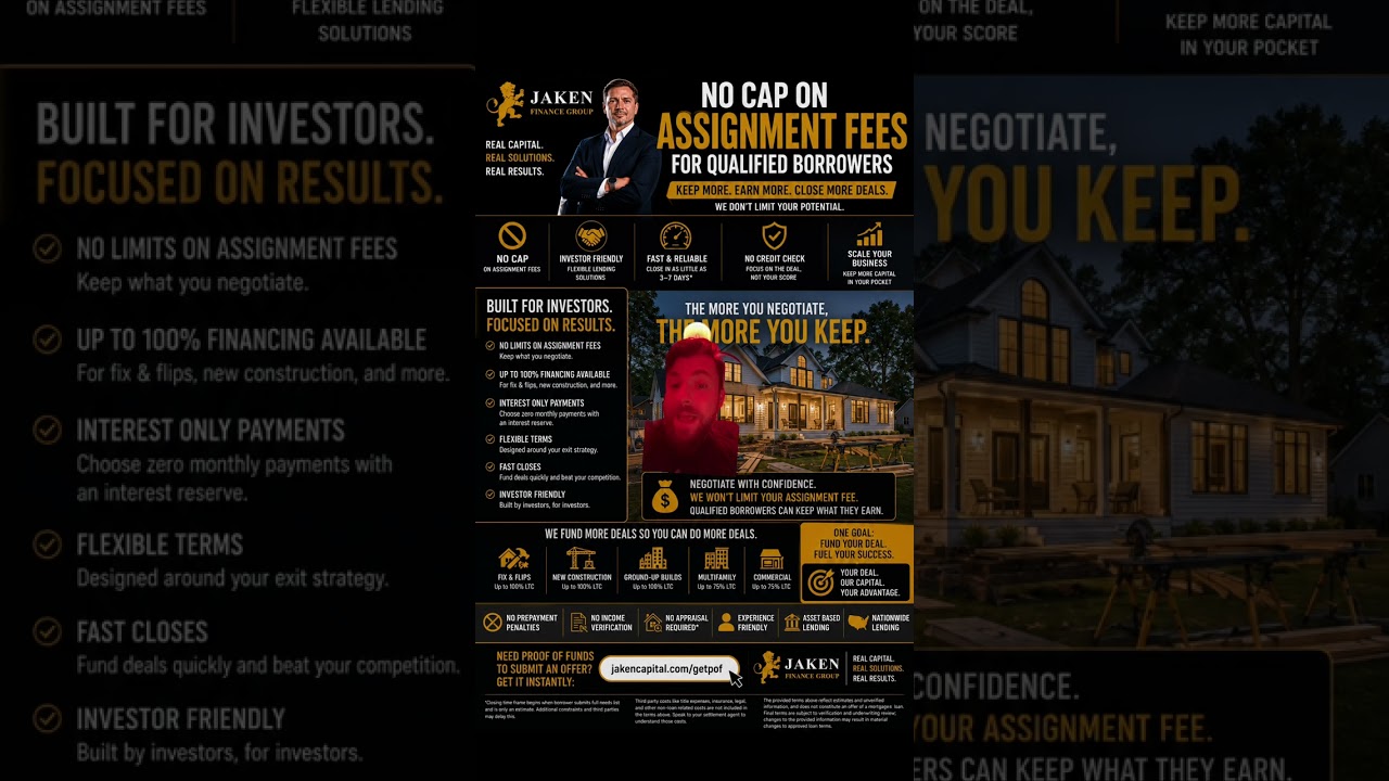 Video thumbnail: No Cap on Assignment Fees: 100% Fix & Flip Loans