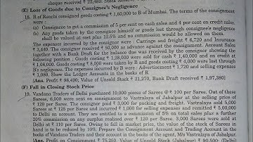 Sol. of ques no. 18,19 & 20 of Consignment Accounts, B.Com Part 1, Dr. SK Singh, Accounts