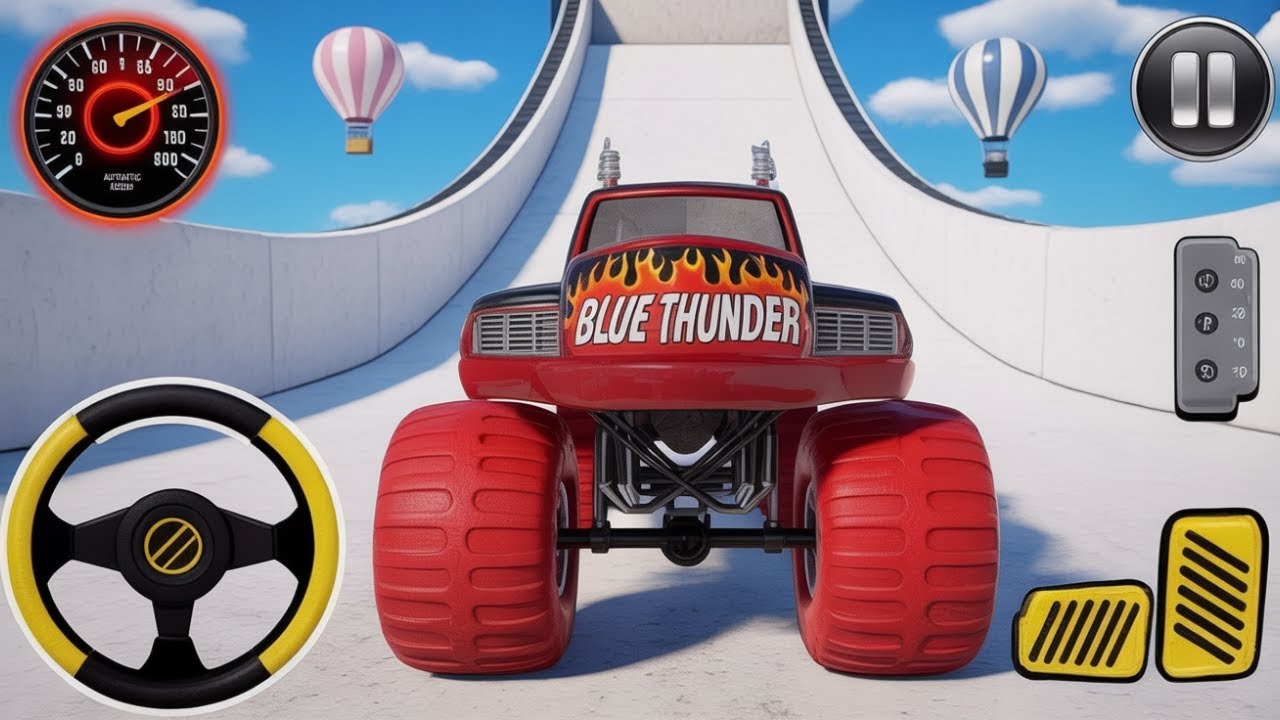 Monster Truck Stunt Gameplay - Extreme GT Car Mega Ramp Impossible Racing