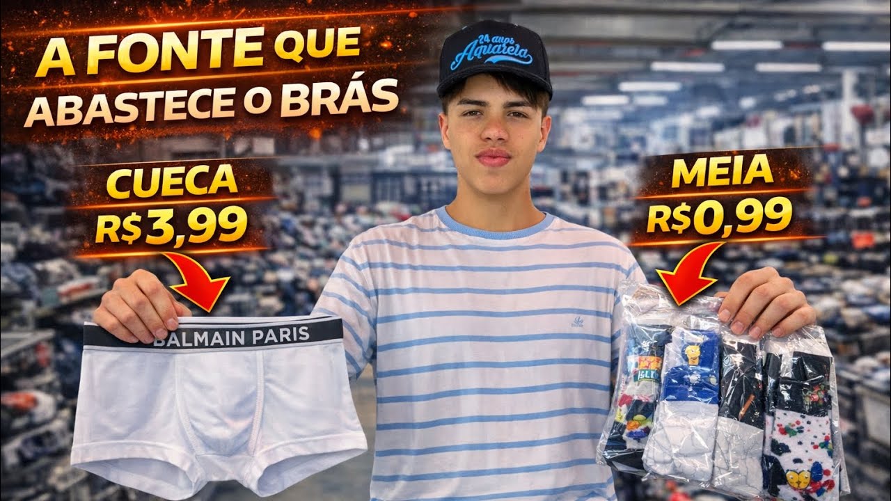 FABRICANTE DE MEIA A 1 REAL E CUECA PREMIUM A 3,99! ESCONDIDO NO MIOLO NO BRÁS