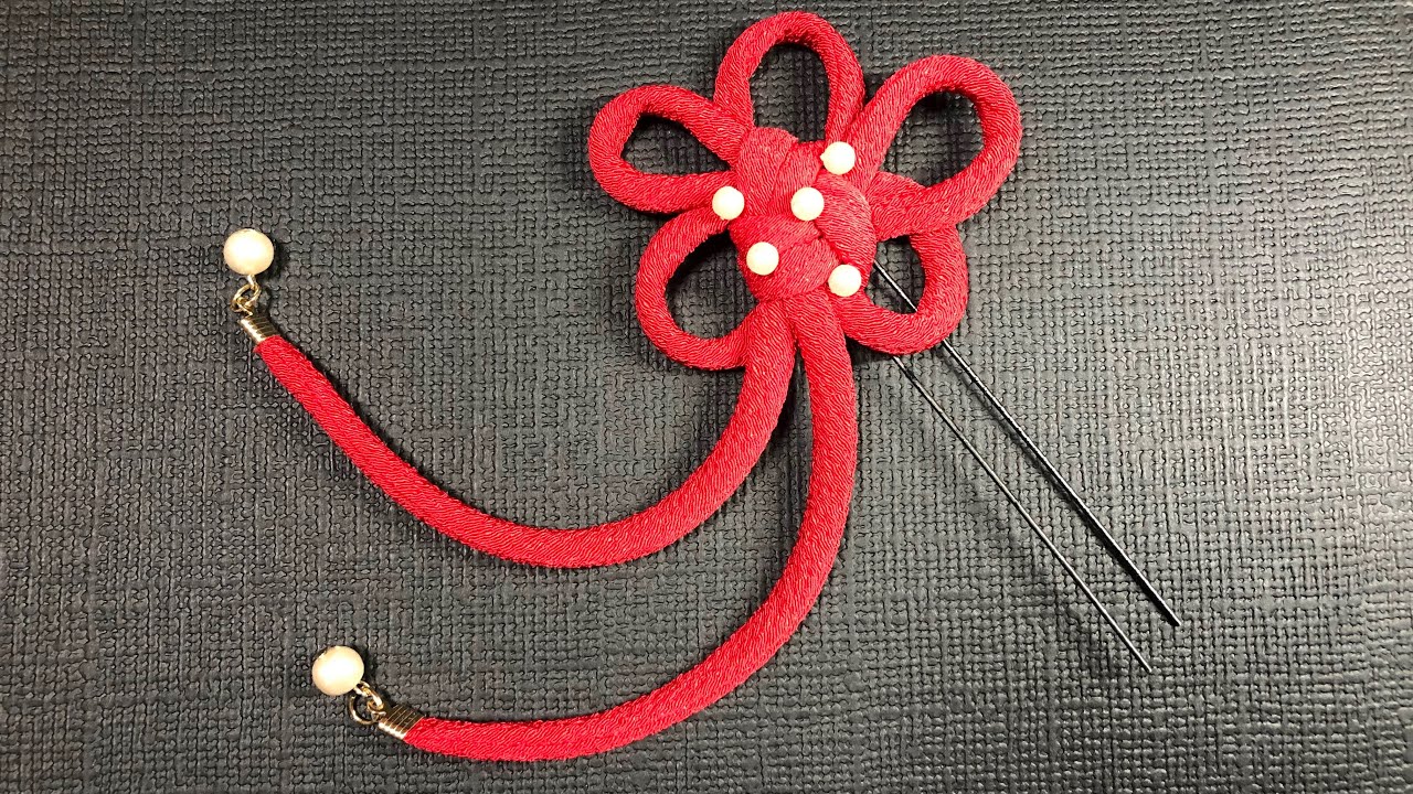 かんたん梅結び 成人式の髪飾りのアクセントに つまみ細工 Chinese Flower Knot 手工藝品 Youtube