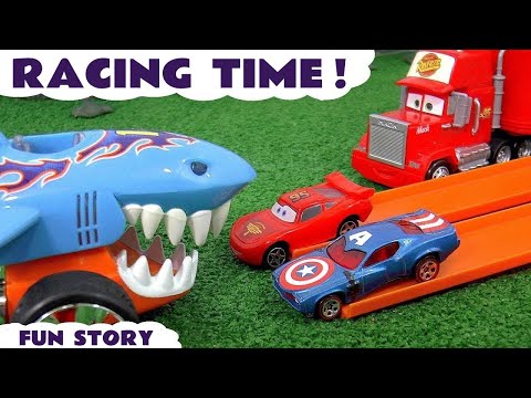 disney-pixar-cars-3-mcqueen-hot-wheels-race-with-marvel-avengers-4-endgame-&-dc-comics