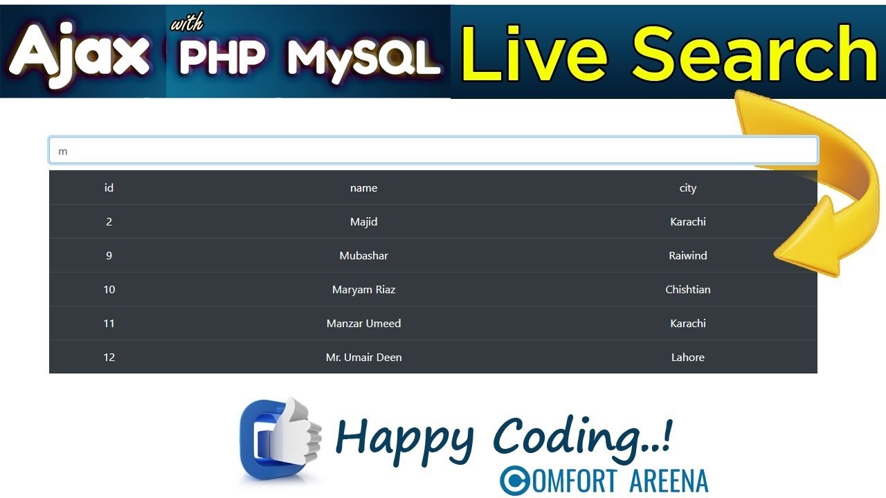 PHP Live search using jQuery AJAX MySQL - YouTube