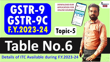 How to fill Table No.6 in GSTR-9 | Details of ITC Availed during FY 2023-24 | GSTR-9 Filing 2024