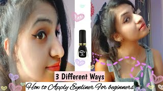 How to Apply Eyeliner for beginner | 3 Different ways |Easy and Quick|How to apply Perfect Eyeliner