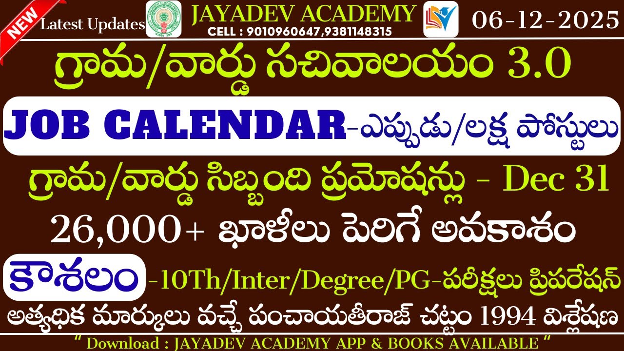Мега-уведомление AP Grama Ward Sachivalayam 2025 | 1 лакх вакансий | КАЛЕНДАРЬ ВАКАНСИЙ AP |Дата ...