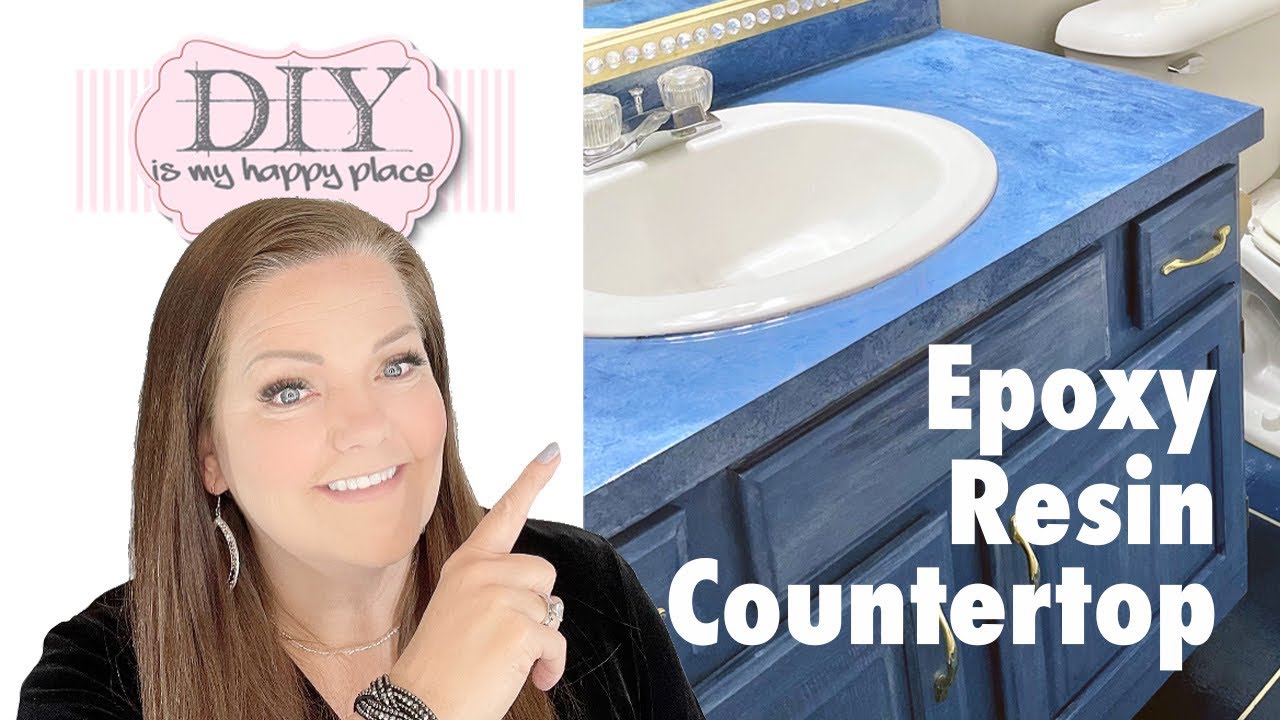 Learn to epoxy resin a bathroom countertop during a Bathroom Renovation on a Tight Budget Part 3