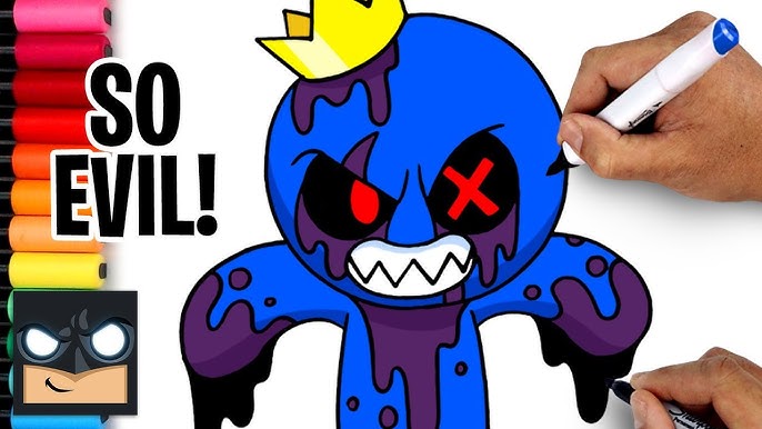 How to draw Blue from Rainbow Friends jumpscare 