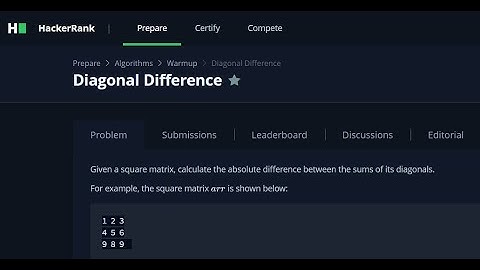 Diagonal Difference HackerRank in C#