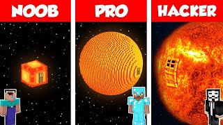 Minecraft INSIDE SUN HOUSE BASE BUILD CHALLENGE - NOOB vs PRO vs HACKER - Animation