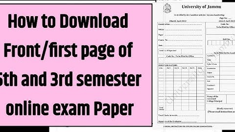How to Download Front/first Page of 5th and 3rd semester online exam Jammu university  Student