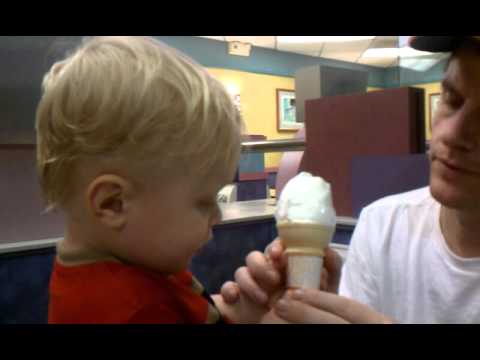 Toren eating ice cream at McDonalds