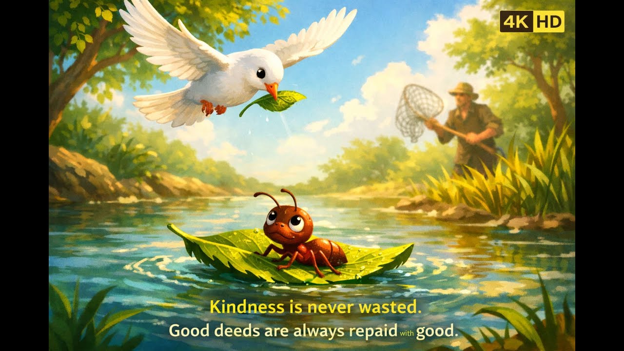 معروف يُرد بمعروف | قصة النملة والحمامة الكاملة مع دروس الأخلاق🌿🕊️🐜
