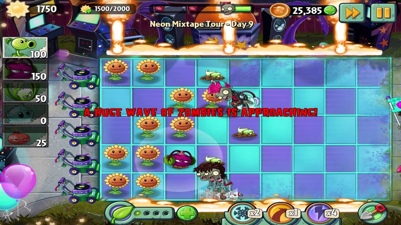 Floraison✥　2点おまとめ Plants vs Zombies 2: Neon Mixtape Tour - Day 9 Walkthrough - YouTube
