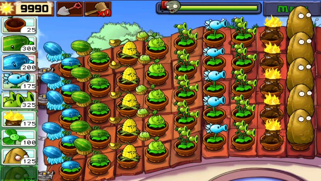 Plants vs Zombies | Survival Roof 5 flags completed | pvz gameplay ...