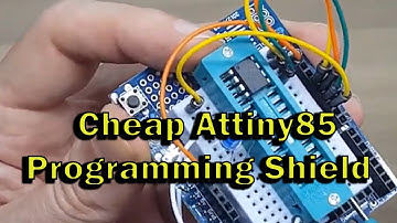 Cheap and easy way to make an Attiny85/45/25/13 programming shield. Can be used for 2313 or 4 series