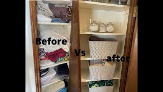 MY SMALL LINEN CLOSET ORGANIZATION//ORGANIZE WITH ME #smallcloset#closetorganization#maker