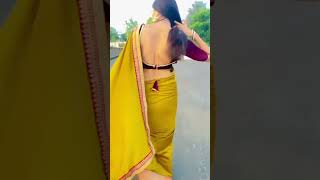 Yellow Silk Saree With Backless Blouse Collection Amazing Hot Collection