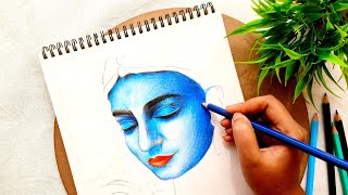 Radha Krishna Drawing//Krishna Drawing Step by Step//Radha Krishna Outline Drawing Part - 1