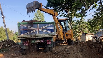 JCB Backhoe Machine Loading Soil Into Tripper Dump Video