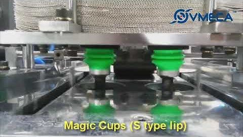 VMECA Corrugated Cardboard Pull Down Application in Packaging with Magic Suction Cup