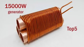 Top5 awesome electric free energy generator copper coil Self Running Using By Speaker Magnet 100%