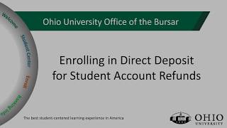 Ohio University Office of the Bursar Direct Deposit Enrollment Net Worth