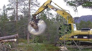 Dangerous Giant Excavator Cutting Tree Super Fast - Biggest Tree Harvest Wood Cutting Machines