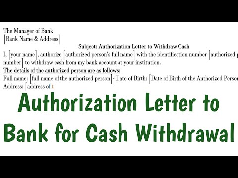 Authorization Letter To Bank For Cash Withdrawal - Bank Cash Withdrawal Authorization Sample